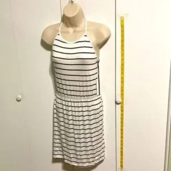 Romper Dress Blue White Stripes Nautical Summer by EMME JORDON Womens Small - Picture 7 of 13